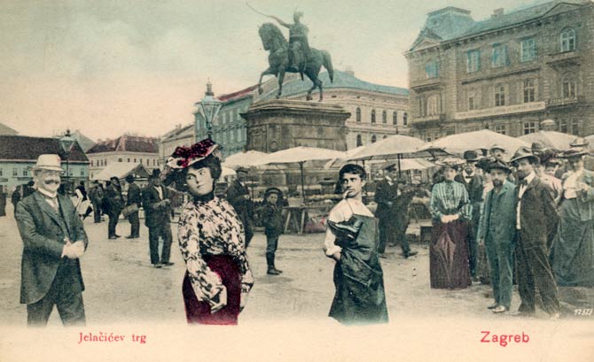 Razglednica Zagreb 1910. godine, Trg bana Jelačića